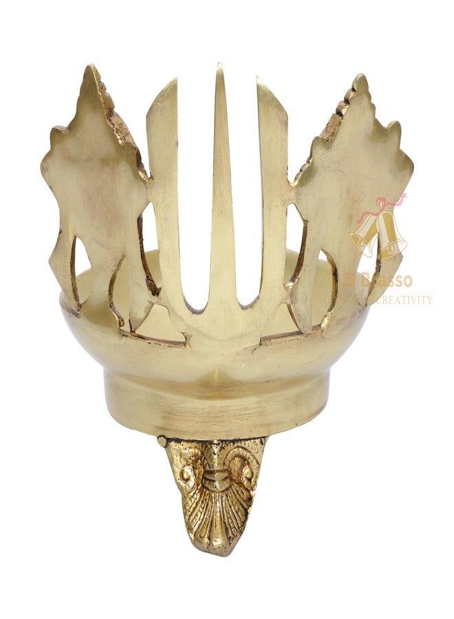 D Brasso Brass Shankh Chakra Namah Design Diya على الأرجل المنحوتة، زيت الديبام لبوجا، شانكا جادا بادما (قياسي، 1.75 كجم، عبوة من قطعة واحدة). - Image 5